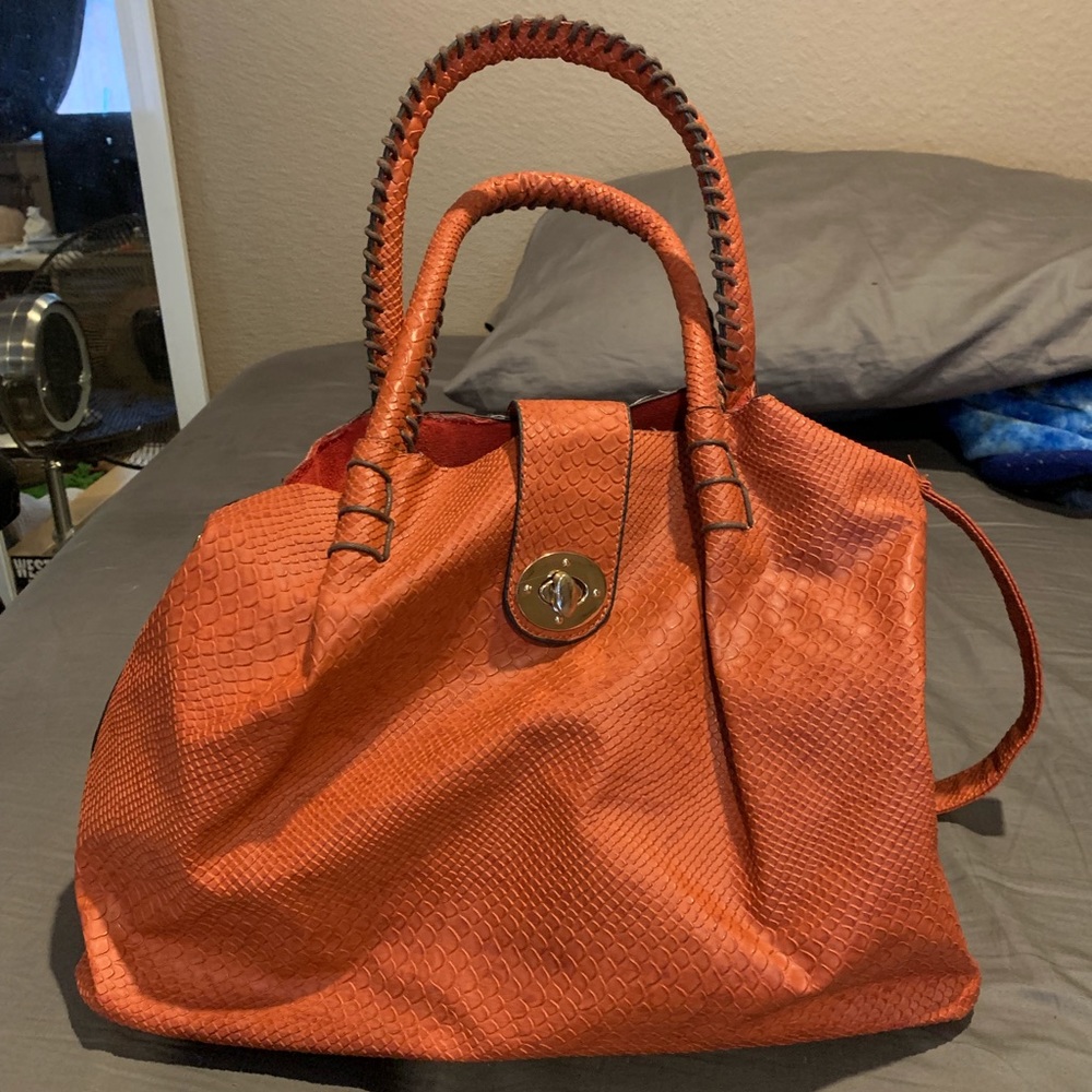 Orange crocodile bag
